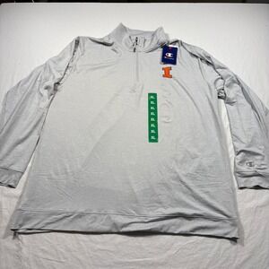Champion Illinois‎ Fighting Illini 1/4 Zip Pullover Shirt Gray XL Long Sleeve